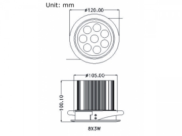 Oprawa punktowa LED 8x3w Nieregulowana