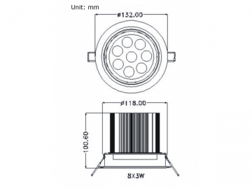 Oprawa punktowa LED 8x3w Regulowana