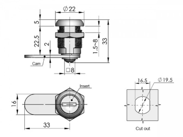 Cylindryczne zamki do szaf MS733