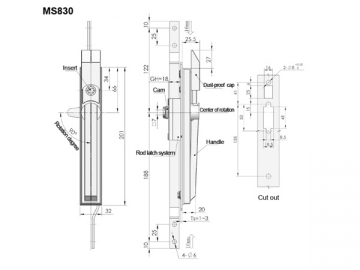 Zamki drążka sterującego MS830/MS830-3