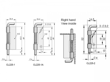 Zawiasy sworzniowe CL225-1/-2/-1A/-3