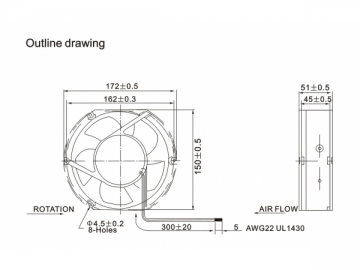 Wentylator osiowy AC 150x172x51mm